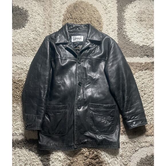 Pelle Wilson Black Leather Blazer Men’s Small Vintage Designer Rare Streetwear - Picture 1 of 5